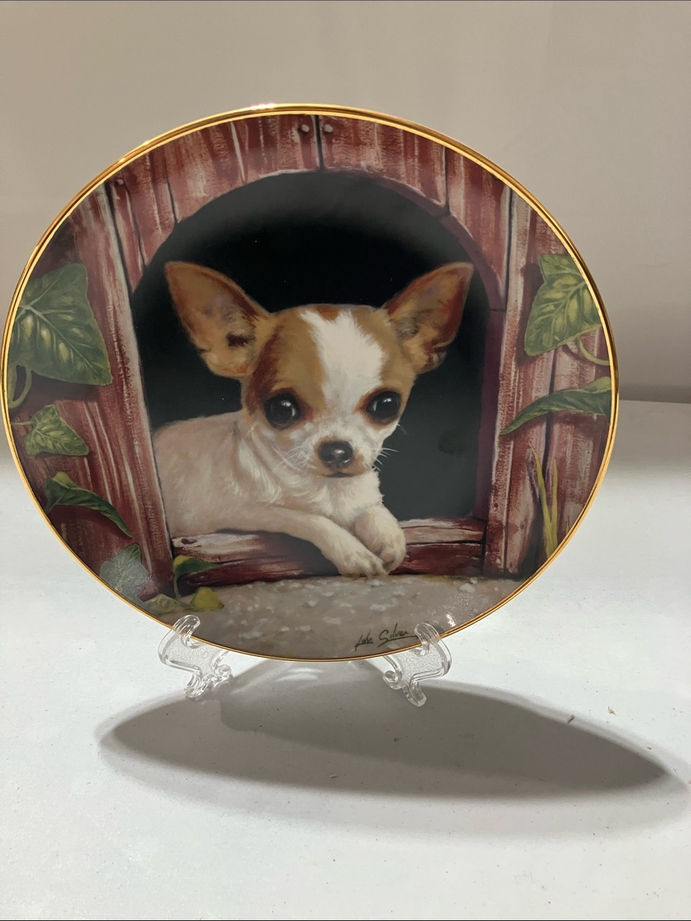 Chihuahua In the Doghouse By John Silver Decorative Plate